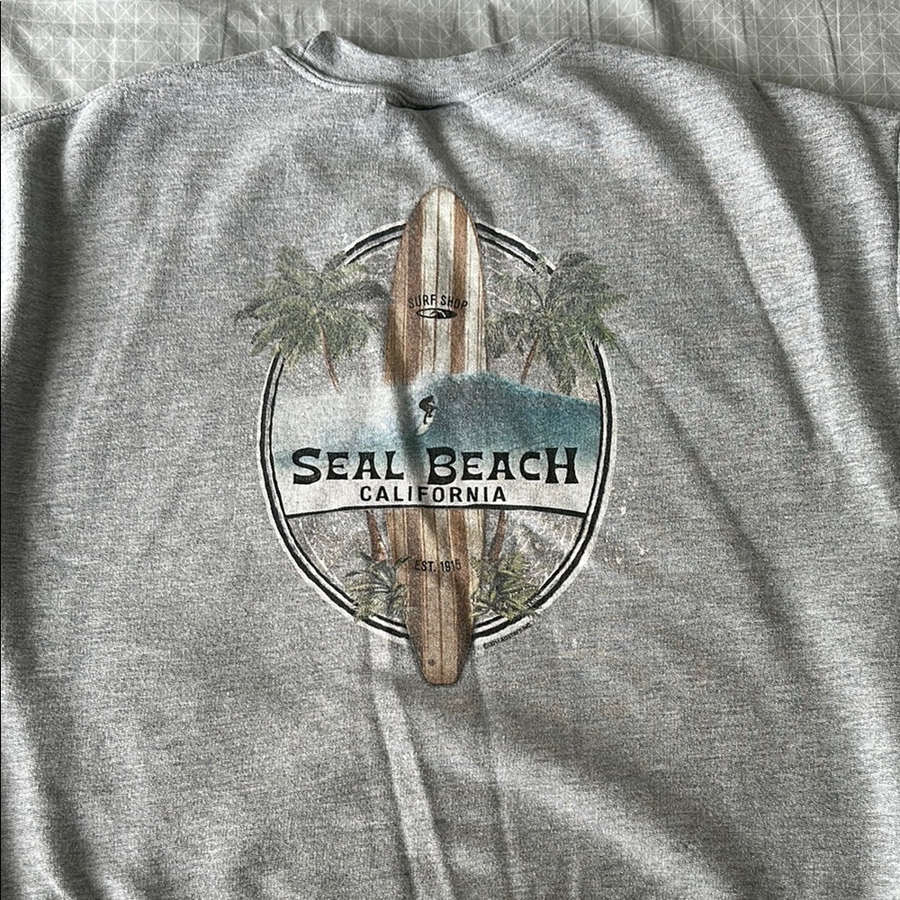 Gildan’s Gray Seal Beach California Unisex Crewneck
